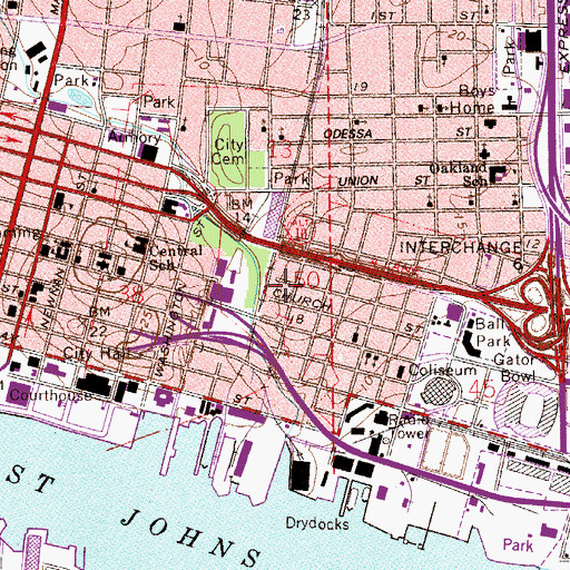 Topographic Map of Florida Coastal School of Law Library, FL