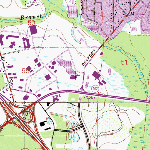 Topographic Map of Saint Luke's Hospital Library, FL