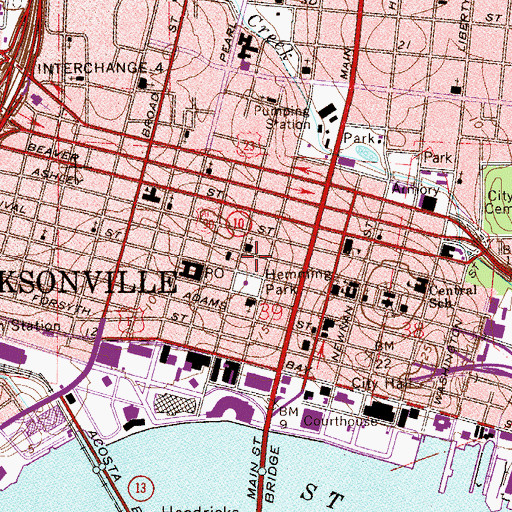 Topographic Map of Jacksonville Museum of Modern Art, FL