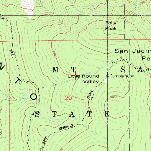 Topographic Map of Little Round Valley, CA
