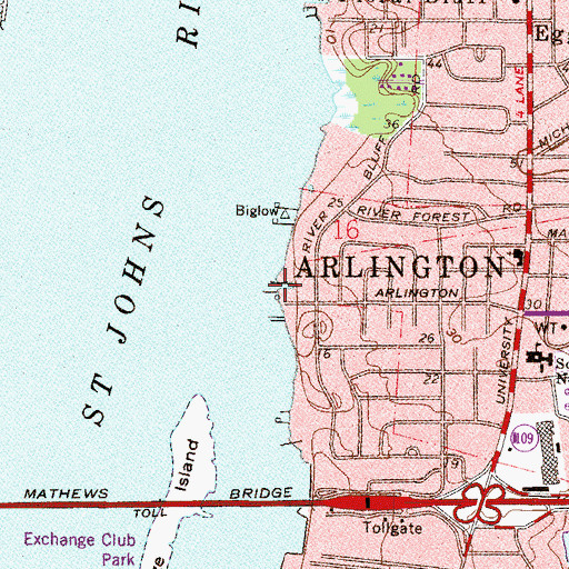 Topographic Map of Arlington Marina, FL