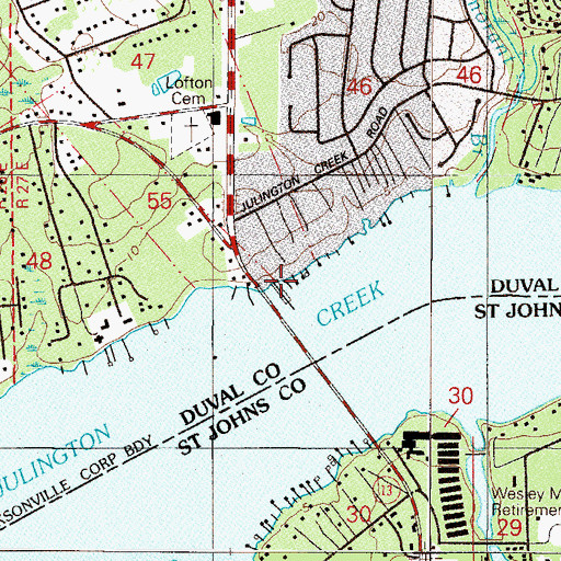 Topographic Map of Mandarin Holiday Marina, FL