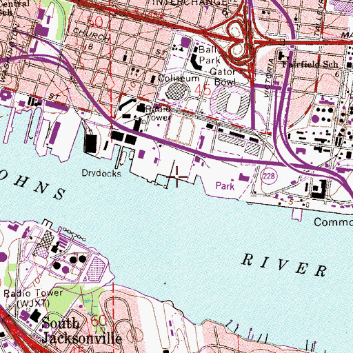 Topographic Map of Metropolitan Park Marina, FL
