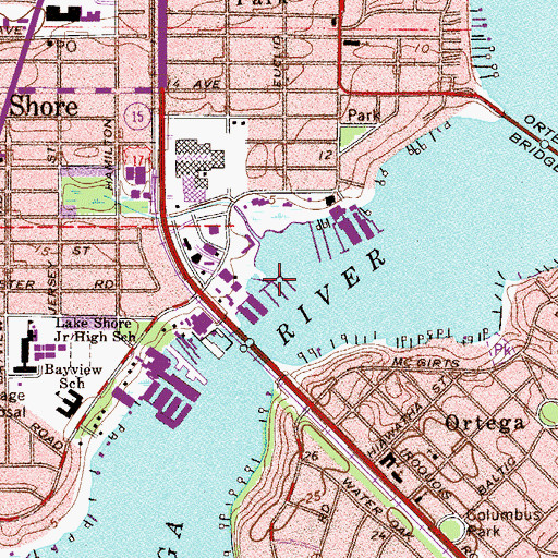 Topographic Map of Ortega Yacht Club Marina, FL