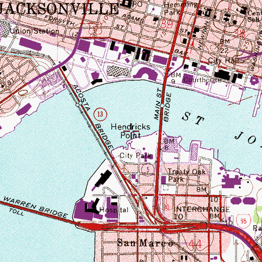 Topographic Map of River City Marina, FL