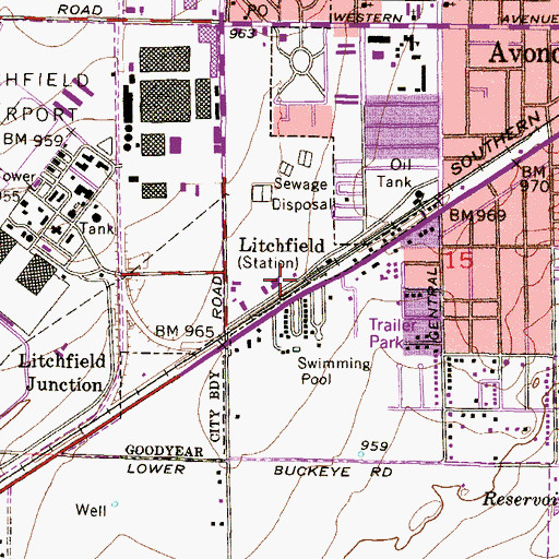 Topographic Map of Litchfield, AZ