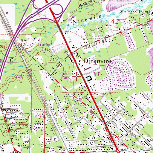 Topographic Map of Briarwood Mobile Home Park, FL