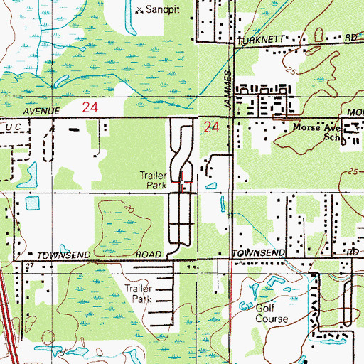 Topographic Map of Country Roads Mobile Home Community, FL