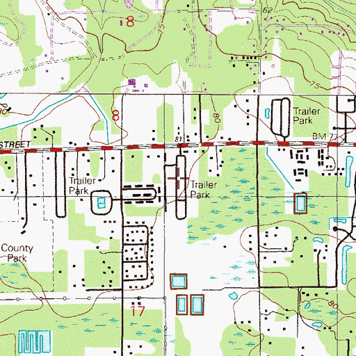 Topographic Map of Pine Breeze Mobile Home Park, FL