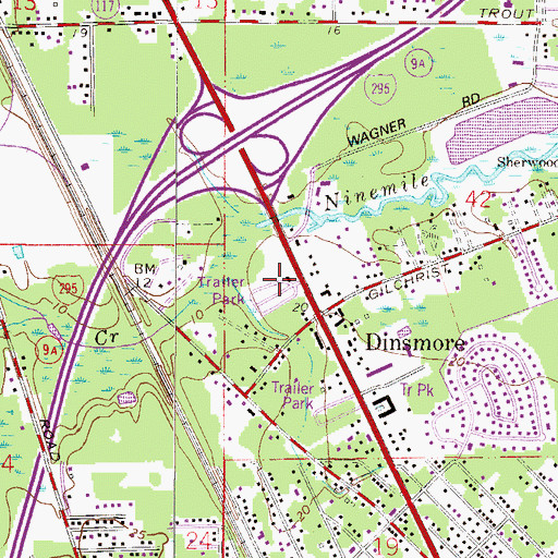 Topographic Map of Shady Oak Mobile Home Park, FL