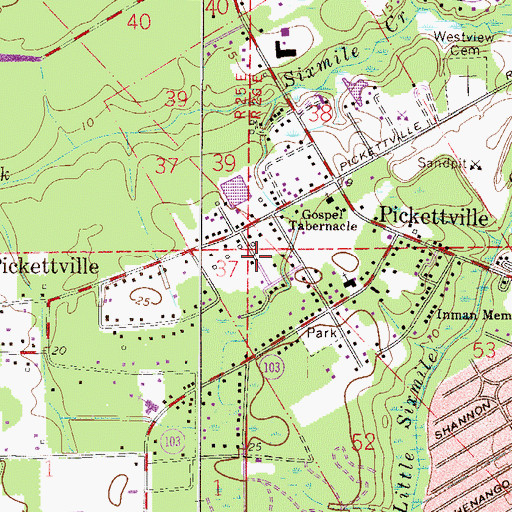 Topographic Map of WOBS - AM (Jacksonville), FL