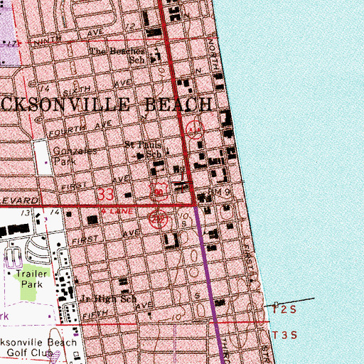 Topographic Map of Beaches Area Historical Society and Archives, FL