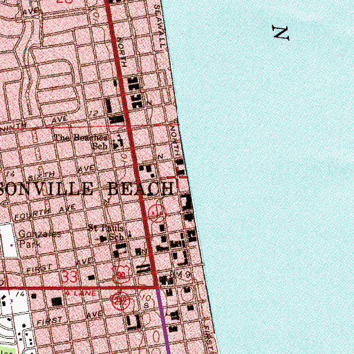 Topographic Map of Beaches Arts Center, FL