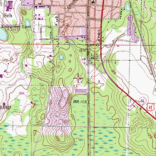 Topographic Map of Jasper Wastewater Treatment Plant, FL