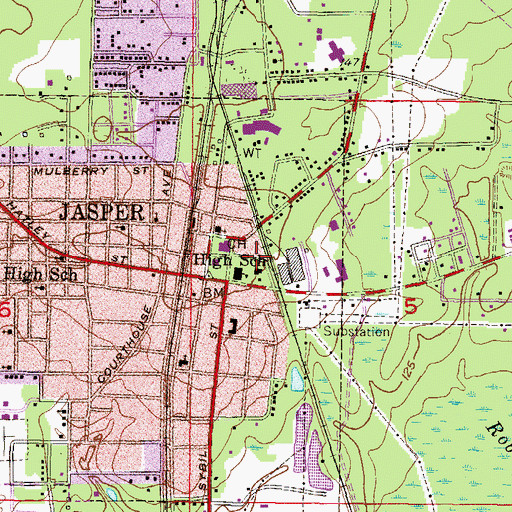 Topographic Map of Suwannee River Regional Library System Jasper Branch Public Library, FL
