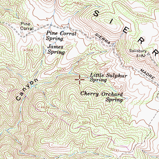 Topographic Map of Little Sulphur Spring, CA