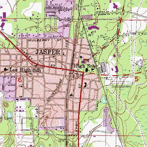 Topographic Map of Jasper Post Office, FL