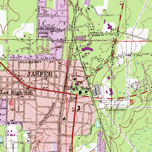 Topographic Map of First Baptist Church of Jasper, FL