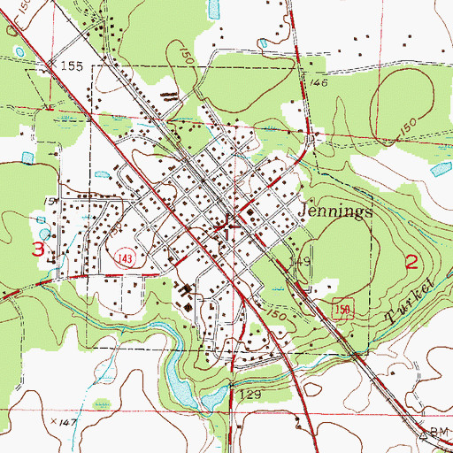Topographic Map of Jennings United Methodist Church, FL