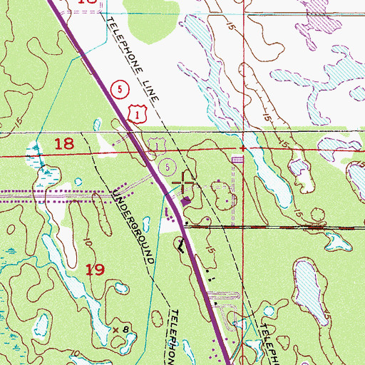 Topographic Map of Martin County Public Library System Hoke Branch Library, FL