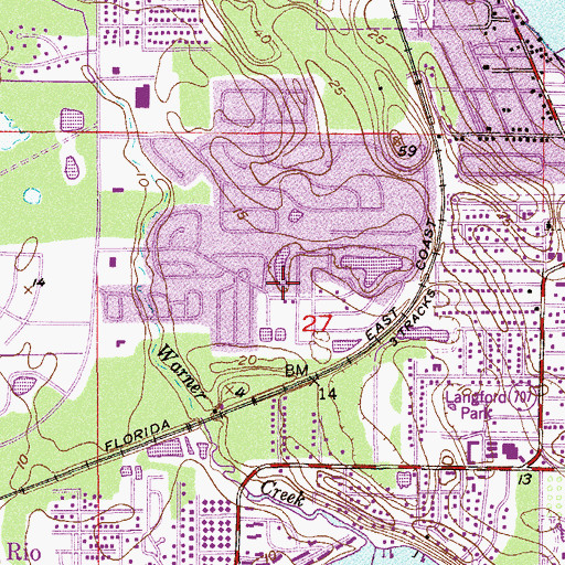 Topographic Map of Pinelake Village Mobile Home Park, FL