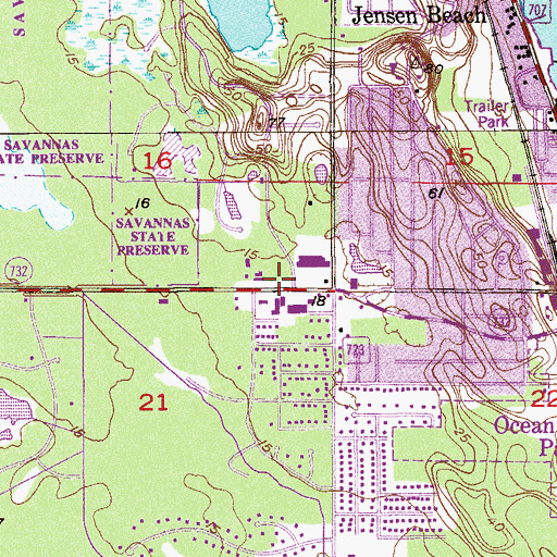 Topographic Map of Jensen Beach Church of God, FL