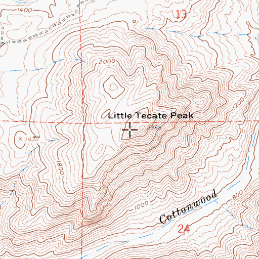 Topographic Map of Little Tecate Peak, CA