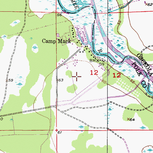 Topographic Map of Kissimmee River Mobile Home Park, FL