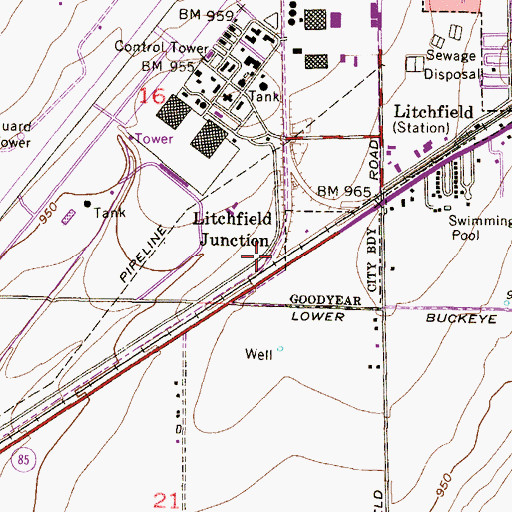 Topographic Map of Litchfield Junction, AZ