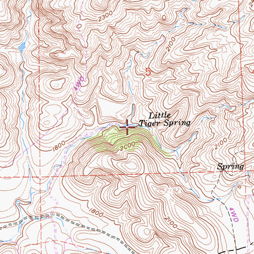 Topographic Map of Little Tiger Spring, CA
