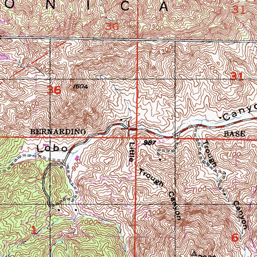 Topographic Map of Little Trough Canyon, CA