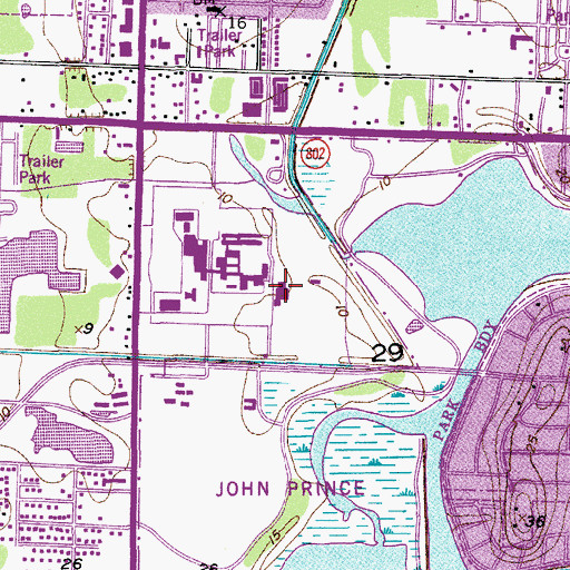 Topographic Map of Palm Beach Community College at Lake Worth Elisabeth W Erling Gymnasium, FL