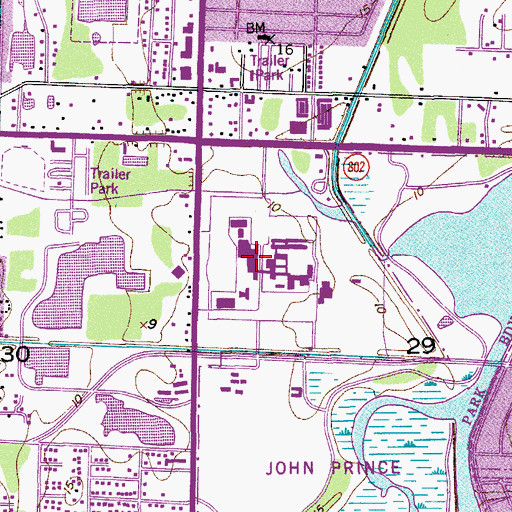Topographic Map of Palm Beach Community College at Lake Worth Harold C Manor Library, FL