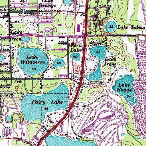Topographic Map of Whispering Oaks Mobile Home Village, FL
