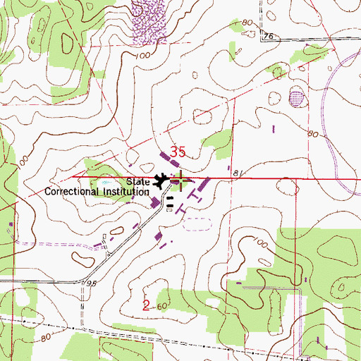 Topographic Map of Marion Correctional Institution, FL