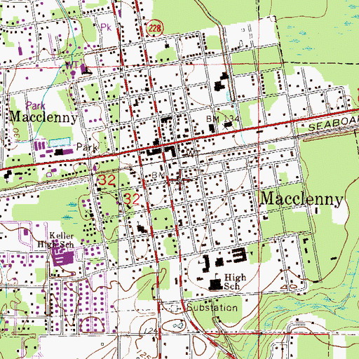Topographic Map of Baker County Historical Society, FL