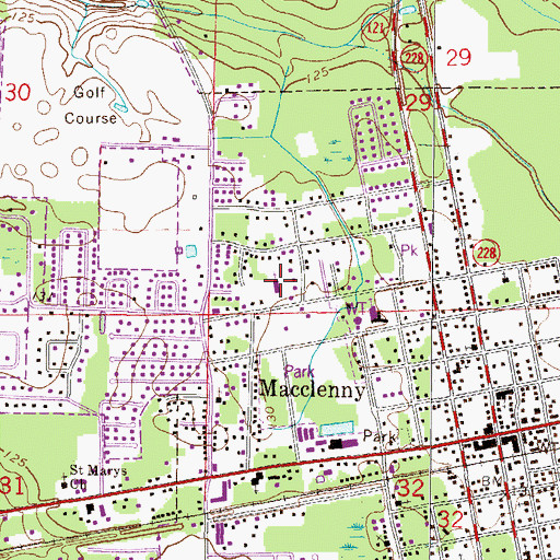 Topographic Map of Calvary Baptist Church, FL