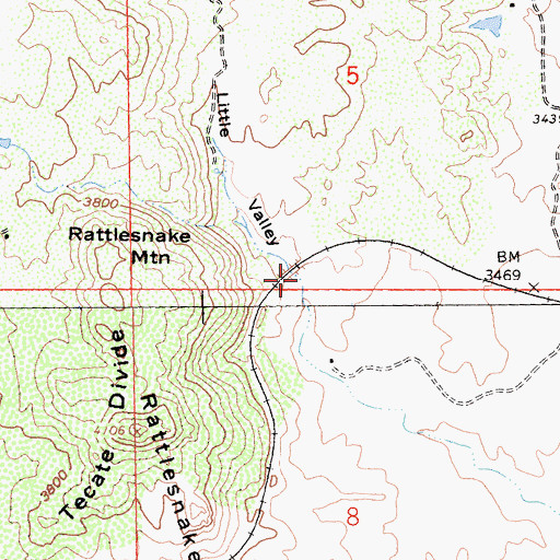 Topographic Map of Little Valley, CA