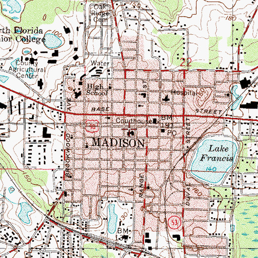 Topographic Map of Cherry Lake United Methodist Church, FL