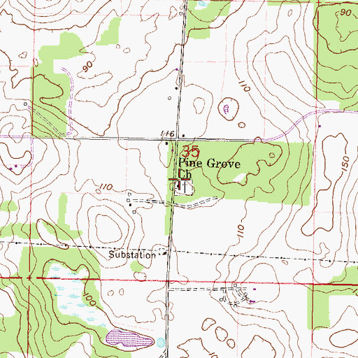 Topographic Map of Pinegrove Baptist Church, FL