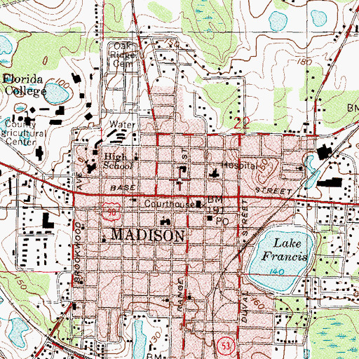 Topographic Map of Saint Marys Episcopal Church, FL