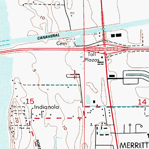 Topographic Map of Merritt Country Mobile Home Park, FL