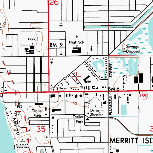 Topographic Map of Siesta Mobile Home Park, FL