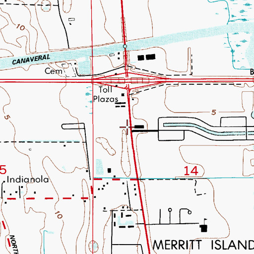 Topographic Map of Church of Christ of North Courtenay, FL