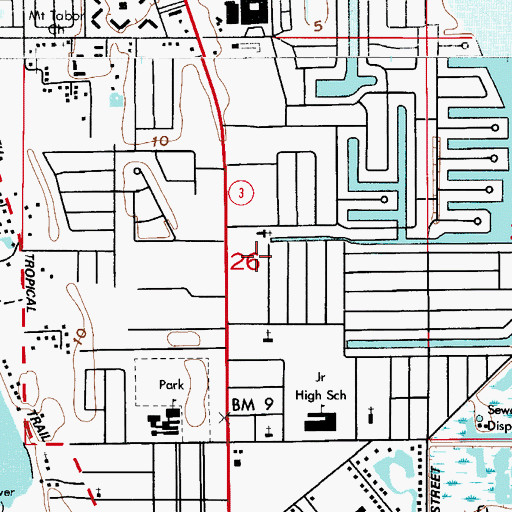 Topographic Map of East Coast Christian Center, FL