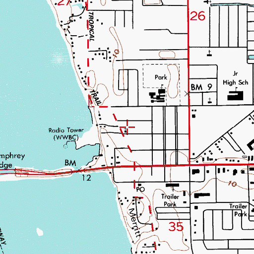 Topographic Map of Merritt Island Wesleyan Church, FL