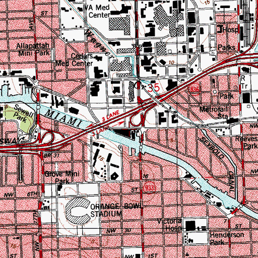Topographic Map of Merrill - Stevens Dry Dock  Main Yard Slip Number 3 Repair Wharf, FL