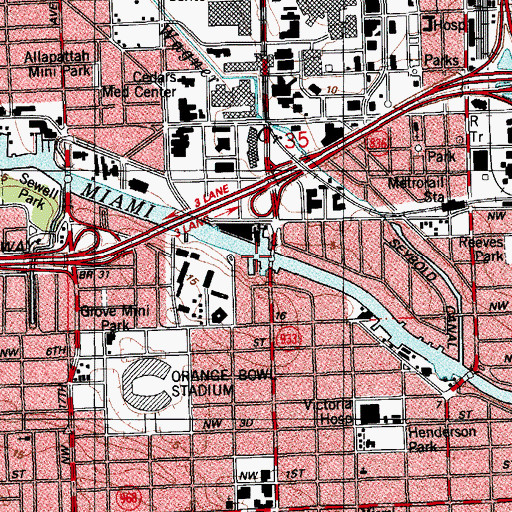 Topographic Map of Merrill - Stevens Dry Dock South Yard Wharf and Boat Basin, FL