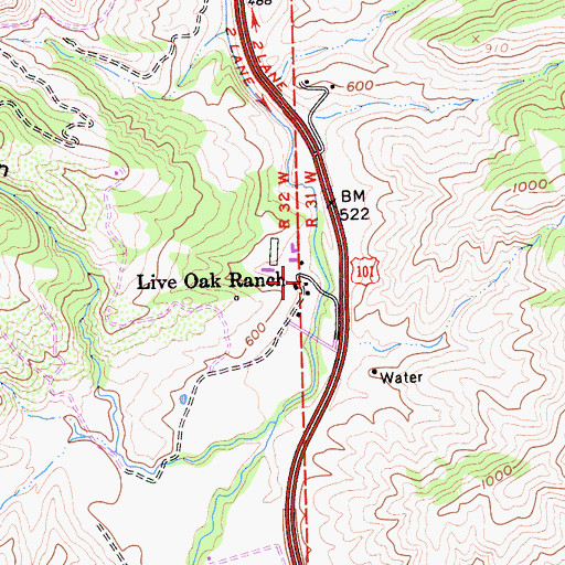 Topographic Map of Live Oak Ranch, CA