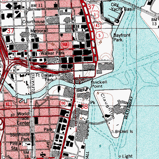 Topographic Map of United States Customs Service Miami Wharf, FL